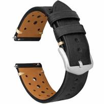 Suitable For Omega Longines Wristband, First Layer Retro Matte Leather Strap 1618Mm Hole Watch Strap 16mm black
