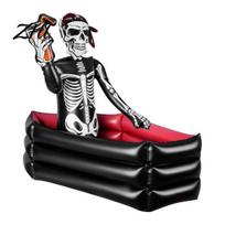 Waterproof Ice Basin for Celebration Halloween Inflatable Skull Bucket, Pirate Skeleton Drink Cooler Party, Large Capacity PVC Container Thickened A brown