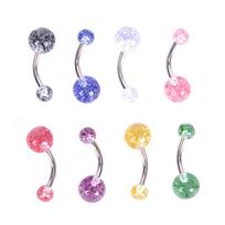 8Pcs/Set Colorful Glitters Navel Belly Button Ring Barbell Piercing Body Jewelry A138 white