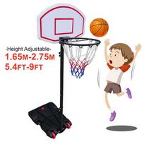Adults Kids Indoor Mobile Basketball Stand Hoop Outdoor Sports Adjustable Shooting Rack Basket Rim Backboard Gear white