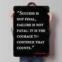 Winston Churchill Quote Metal Wall Art Success Is Not Final Inspirational Home Office Decor Motivational 20x30cm（7.8x11.8inch） black