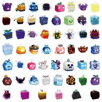 50 Cartoon Graffiti Stickers: BLOX FRUITS Theme for DIY Suitcases & Water Bottles blue