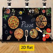 2D picos gaminimo fonas, lentos stiliaus, su užrašo „Pizza“ baneriu 70.9x43.3inch/180*110cm