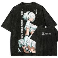 Model Nier Automata Washed T-shirt  personality Clothes shirt Year round clothing Streetwear comfortable M black