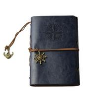 Personalized Diary Notebook Faux Leather Binder 6 Ring Loose Leaf Vintage Personal Refillable Small tamsiai mėlyna spalva