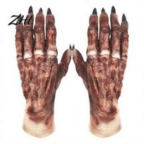Haunted House Costume Decorations 1 Pair Halloween Gloves for Adults Kids, Horror Zombie Hands Accessories Gloves, Latex Scary Ghost Hand Cosplay Adult brown