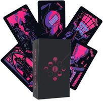 „Neon Moon“ taro kaladė – kišenės dydžio su įdėtu dėžute taro kortomis, skirtomis likimo būrimui stalo žaidimo „Tarot“ ir įvairių taro variantų pink