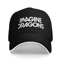 Unisex Imagine Dragons Sandwich Caps  , Hip-Hop Baseball Caps Polyester  Sun Hat Breathable Racing Cap Summer One Size black