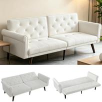 Reguliuojama 2-in-1 sofa-lova, daugiafunkcinė sulankstoma sofa, transformuojama sofa su reguliuojamu atlošu svetainei ir miegamajam, smėlio spalvos 172 x 89 x 70 cm smėlis