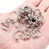20pcs 14G 16G Stainless steel Circular Barbells Horseshoe Lip Ring Eyebrow Nose Studs For Women Men Body Piercing Jewelry 6-16mm (16G)1.2x6x3mm sidabras