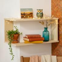 Corner Wall Shelf Wood Double-Layer Flower Pot Organizer Wall Record Display Shelf For Apartment Home Office Bedroom Kitchen China Mainland beige