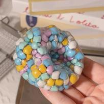 1pc Dopamine Squishy Stress Ball,Soft TPR Squeeze Ball with Colorful Beads,Sensory Fidget Toy for Anxiety Relief ADHD Autism gray