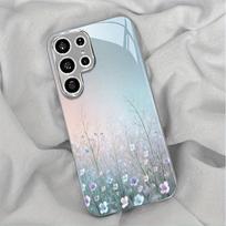 Dreamy colored flower plated glass phone case suitable for Samsung Galaxy S26 S25 S24 S23 S22 S21 S20 FE/Ultra/Plus anti drop Galaxy S25 sidabras