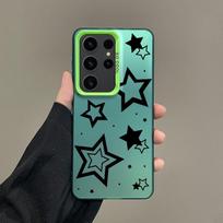 Phone Case For Samsung A56 A36 A26 A24 A16 A14 A12 A32 A50 A70 A22 A34 A54 A52 5G A06 4G Silver IMD Cover Style Stars Pattern For Samsung A30-A20 blue