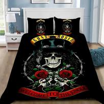 Exquisite Bedding Set Rock Band G-Guns N R-Roses Bedroom Decoration Duvet Cover Pillowcase Twin Full Queen Size Gift 100x135cm gray