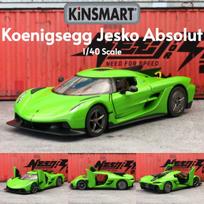 Kinsmart Toy Car Model 1/40 Koenigsegg Jesko Absolut Super Sport Diecast Miniature Pull Back Vehicle Collection Gift For Kid Boy green