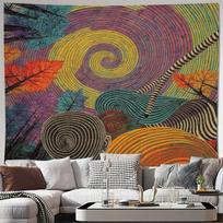 Didelis abstrakčios spiralės gobelenas, sienos dekoras Boho Boho Chic Rudens lapai Modernus Retro Psichodelinis Geometrinis Menas Dekoras Livi 150X200CM gray