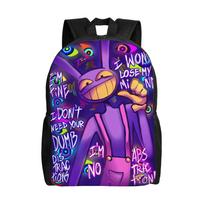 Jax Animacinis Skaitmeninis Cirko Terminis Kuprinė Kelioninės Kuprinės Studentų Dizaino Raštas Mokyklinės Kuprinės Stilinga Kuprinė One Size purple