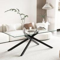 Stiklinis stalas, grūdintas stiklas, juodas metalas, 120x60x46 cm, 1 vnt