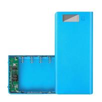 Battery Holder Dual USB Power Bank 8*18650  Battery Box Mobile Phone Charger DIY Shell Case Charging Storage Case For iPhone 15 mėlyna