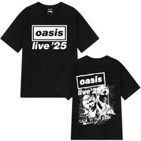 OASIS Live 25 Tour 2025 Vintage T-shirts Men Woman Casual Cotton T-shirt Hip Hop Streetwear Short Sleeve Loose T Shirt Fans Gift 3XL gray