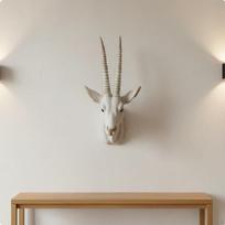 Antelope Head Wall Decor Distinctive Artwork Faux Animal Preservation Art 3D Effect Bronze gray
