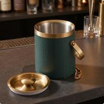 Side Handle Insulated Ice Container Easy to Clean Double-Layer Green Gold 1.4L black