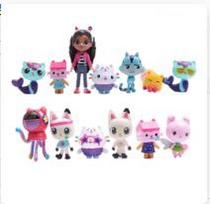 13pcs/set Anime Gabby Dollhouse Figure Toy Cartoon Stuffed Animals Smiling Car Cat Hug Gaby Girl Dolls Kids Birthday Gift juoda