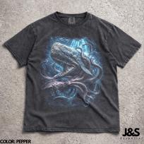 Sperm Whale Vintage 90s Graphic Style Comfort Colors Tshirt, Retro Deep Sea Whale Graphic Tee, Y2K Ocean Monster Grunge Shirt, Gothic Marine S gray
