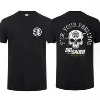 Sig Sauer Never Drop 2 Sided T-and vaikiški marškinėliai, Unisex trumpomis rankovėmis, laisvalaikio, 100% medvilnė M gray