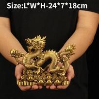 Feng Shui Bring Wealth Money Dragon Statue Wealth Handcrafted Zodiac Mascot Home Decor Office Entryway Decor Chinese Culture brown