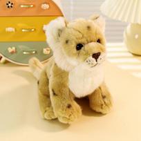 Gyvas leopardas / tigras pliušinis žaislas kimštas minkštas laukinio gyvūno lėlė realistiškas sniego pantera tigras pagalvė vaikams vaikų gimtadienio dovana 25cm beige