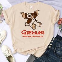 Gremlins T Shirt Women Anime Streetwear Comic T Shirt Female Designer Clothes Aesthetic Clothes S beige