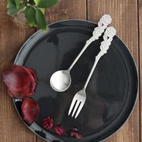 Rožės formos šaukštas, pyrago šakutė Hwachae Spoon white