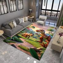 Animacinis dinozauras kilimėlis T-Rex Triceratops Preistorinis kraštovaizdis Vaikų kambarys Švietimo spalvingas žaismingas namų dekoravimas kilimas 40x60cm gray