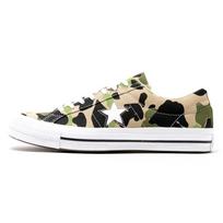 Converse One Star series Comfortable Stylish Camouflage Low-top Canvas Shoes Unisex Green 40 black