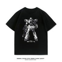 Mobile Suit Gundam Zero Summer Second DiUnisexsion Anime Printed Short Sleeve TShirt Unisexs Korean Version Cotton Loose Top 4XL black