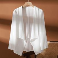 Vasaros moteriški apsauginiai nuo saulės pelerinos, laisvas šalis, plonas šifono kimono švarkas, moteriškas kremas nuo saulės, paplūdimio kardiganas, bikini uždengimas M balta