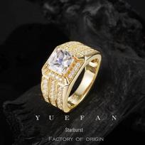 Luxury Classic 2-Carat Men's Ring: Stellar Four-Claw Design, European & American Style Size 9 black