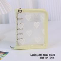 Heart-Shaped Mesh PVC 5-Hole Binder for K-Pop Photocard Storage, M5 Refillable Notebook beige