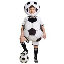 Vaikų futbolo kamuolio kostiumų rinkinys apima pripučiamą futbolo kamuolio marškinėlį, šortus ir galvos apdangalą. Tinka sporto renginiams, vakarėliams ir pasirodymams one size juoda
