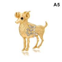 Elegant Sheep Goat Shaped Brooch Rhinestone Pearls Lapel Pin Animal Brooch Perfect For Daily Wear Party Dresses A5 beige