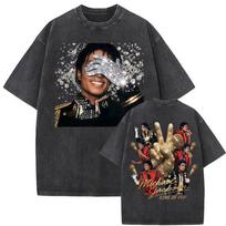Michael Jackson King of Pop MJ Fan T-shirts Men Women Classic Hip Hop Pop Music T Shirt Male Vintage Washed Short Sleeve T Shirt S įvairiaspalvis