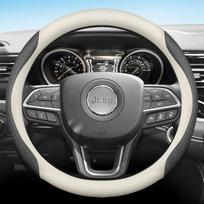 Leather Car Steering Wheel Cover for Jeep Grand Cherokee Wrangler Compass Avenger renegade 2012 - 2023 2024 2025 Accessories rf1 gray