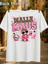 Malle Maus Glamorous Mouse In Pink Tutu And With Leopard Lettering Disco Ball And Party Sparkle Unisex All Tshirt S pink