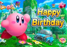 Star Kirby Pink Hero Backdrop Cartoon Cute Character Kids Birthday Party Decoration Baby Shower Photo Banner Photography Props 47.2x31.5inch/120*80cm blue