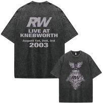 Robbie Williams Rw Tour Merch Vintage Washed T Shirts Men's Women Clothing Fashion Gothic Loose Short Sleeve T-shirts Streetwear M įvairiaspalvis