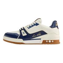 LOUIS VUITTON Trainer Cow Leather Low top Skateboard Shoes Men's Blue White 1AKB8Y 39.5 balta