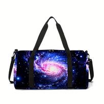 Starry Sky Print Large Capacity Luggage Bag for Boy/Girl Best Gift 2D Cartoon Travel Duffels Outdoor Fitness Bag for Children blue