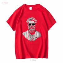 Marcus Aurelius Stoicism T Shirt Zen Buddha Quote Funny For Her Ladies Philosophy Think Deep mindfulness vintage Washed S red
